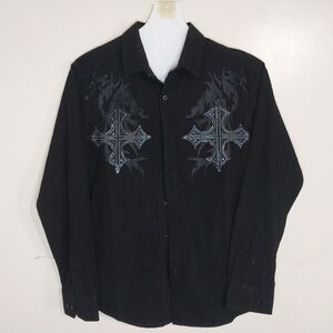 Eighty Eight Size M Black Long Sleeve Shirt with Cross Design